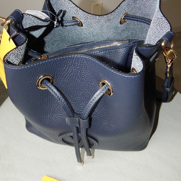 Valentino by Mario Valentino Karl Medallion Leather Bucket Bag VA2865 Authentic - Picture 15 of 16